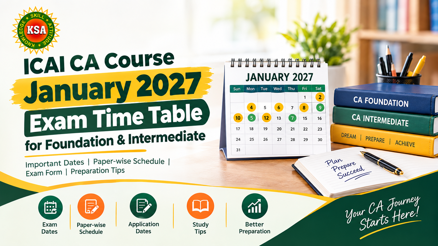 ICAI CA January 2027 exam timetable for CA Foundation and CA Intermediate